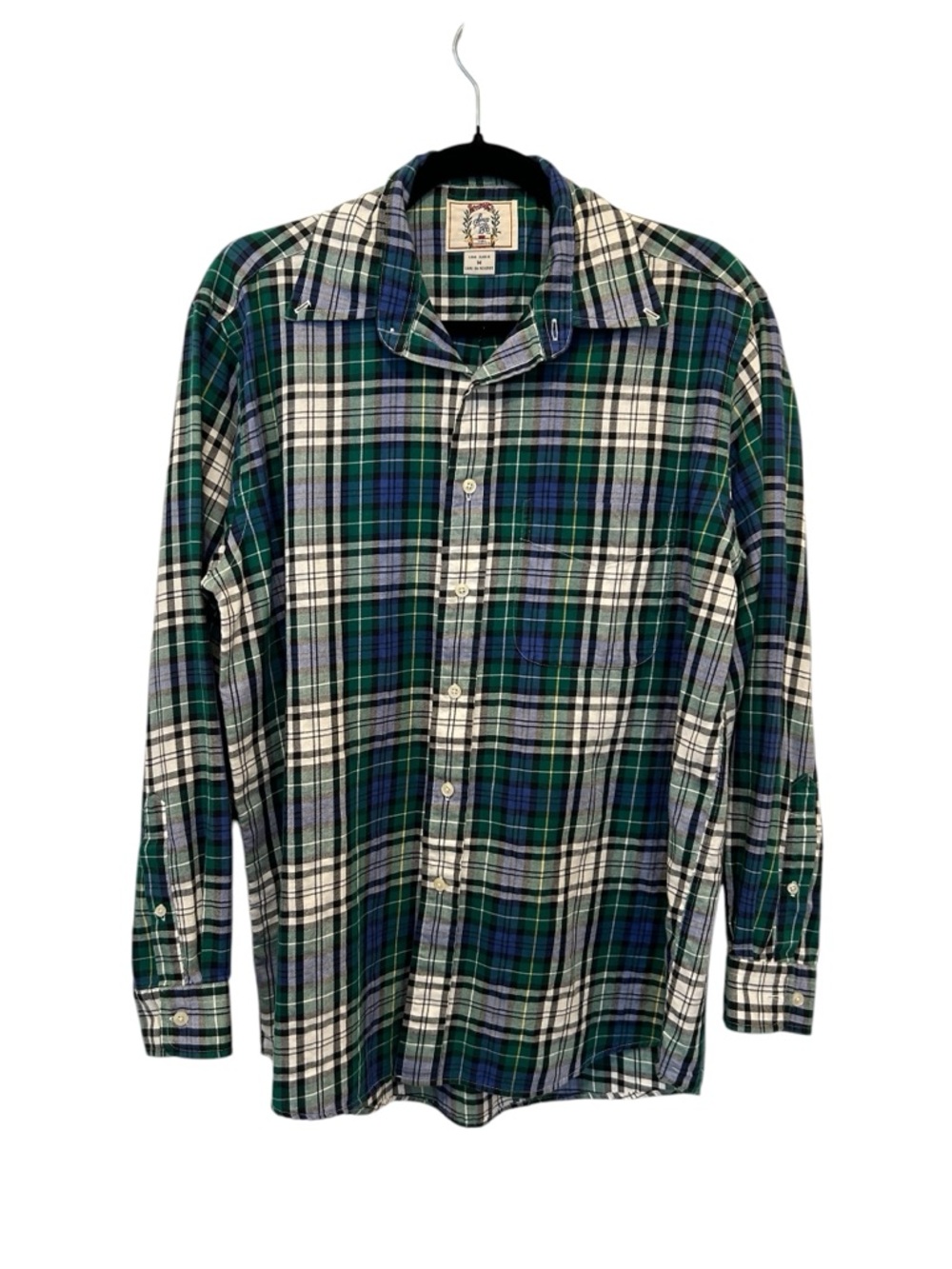 Vintage 70s Sears Roebuck & Co Plaid Flannel Shirt M 100% Cotton Casual